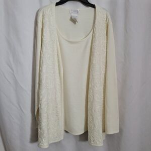 Designers Originals Luxelon Sweater Acrylic 2X cream knit retro 90s grandmacore